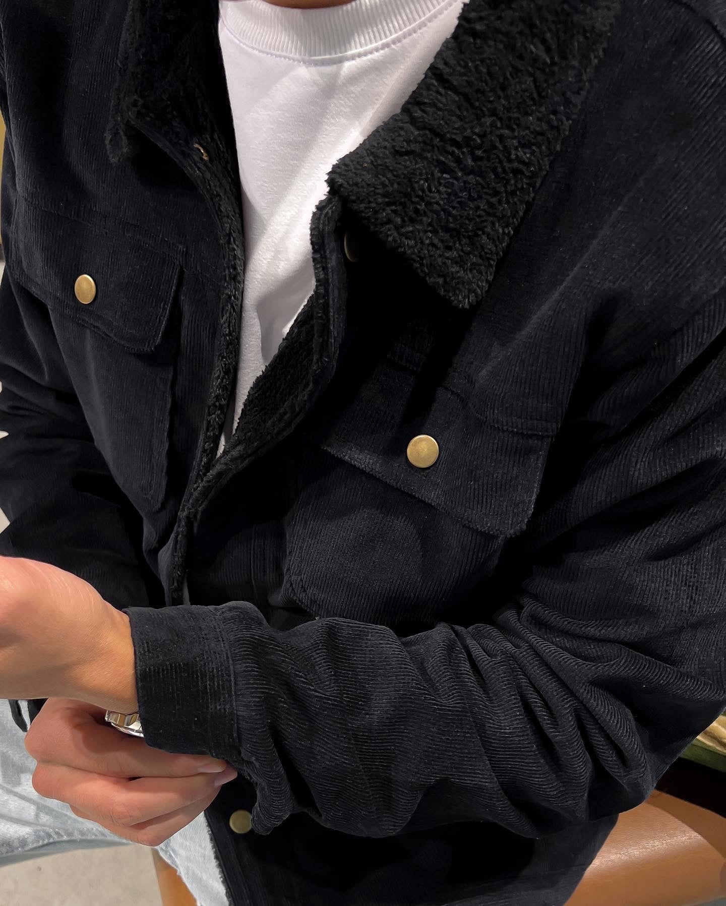 FLEECELINED CORDUROY JACKET BLACK Helio