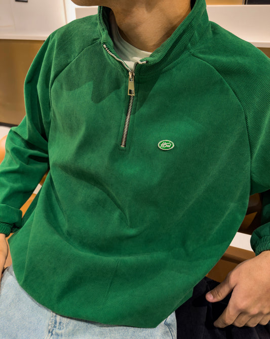CORDUROY QUARTER-ZIP GREEN
